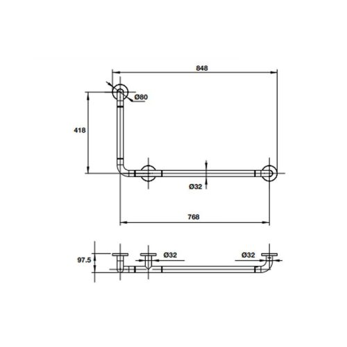 Tay vịn phòng tắm 90 độ 418 mm 499.95.203