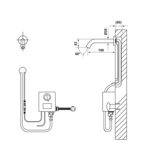 Vòi nước cảm ứng gắn tường Hafele 589.64.002