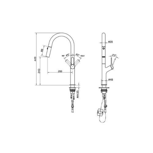 Vòi rửa bát nóng lạnh Hafele 570.85.045 Chrome mờ