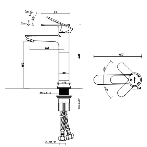 Vòi trộn lavabo Hafele Eco 160 485.61.046 3 Vòi trộn lavabo Hafele Eco 160 485.61.046