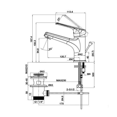 Vòi trộn lavabo Vigor 90 có bộ xả kéo Hafele 589.15.180 3 Vòi trộn lavabo Vigor 90 có bộ xả kéo Hafele 589.15.180