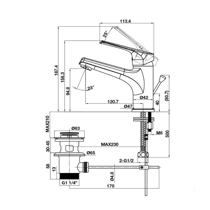 Vòi trộn lavabo Vigor 90 có bộ xả kéo Hafele 589.15.180 Vòi trộn lavabo Vigor 90 có bộ xả kéo Hafele 589.15.180