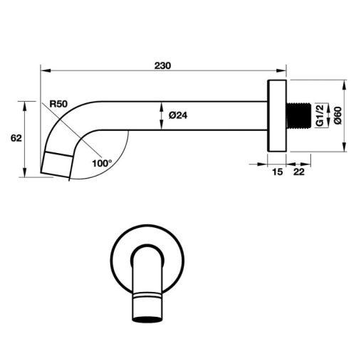 Vòi xả bồn tắm Active 230mm Hafele 589.25.896