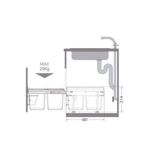 Thùng rác Hafele 503.39.631 3 Lắp đặt Thùng rác Hafele 503.39.631