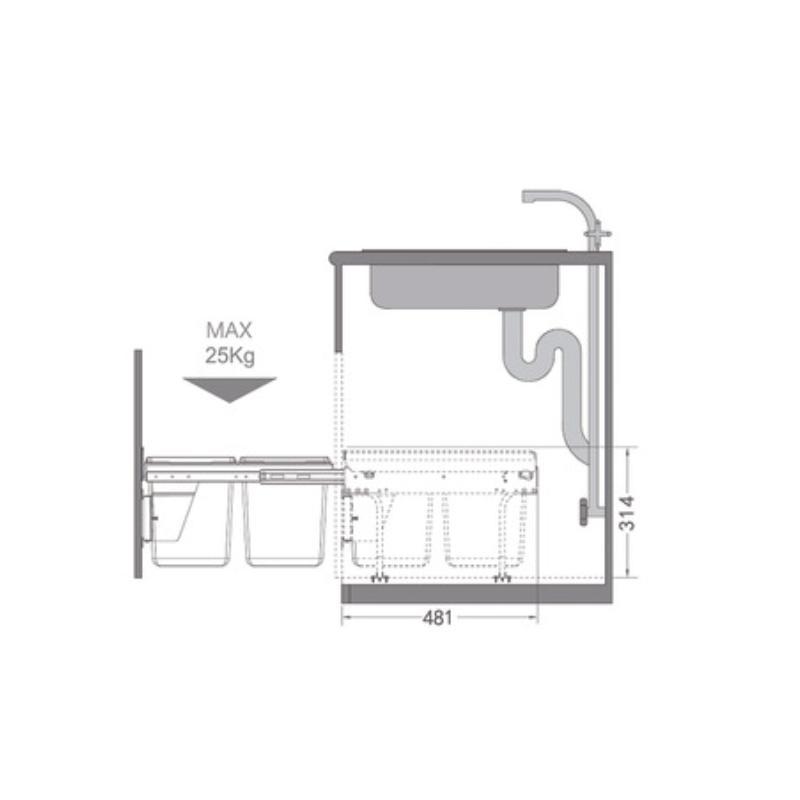 Lắp đặt Thùng rác Hafele 503.39.631 Lắp đặt Thùng rác Hafele 503.39.631