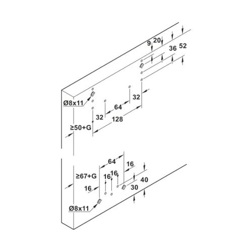 Mẫu bộ phụ kiện cửa trượt Slido F-Line44 80A Hafele 407.41.022