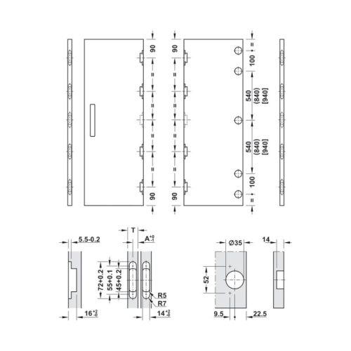 Mẫu khoan cửa trượt xoay Slido F-Park72 60B Hafele 408.45.010