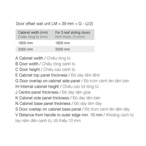 Phụ kiện cửa trượt bằng mặt S/OS 20FB Hafele 406.11.225 3 Mô tả phụ kiện cửa trượt bằng mặt S/OS 20FB Hafele 406.11.225