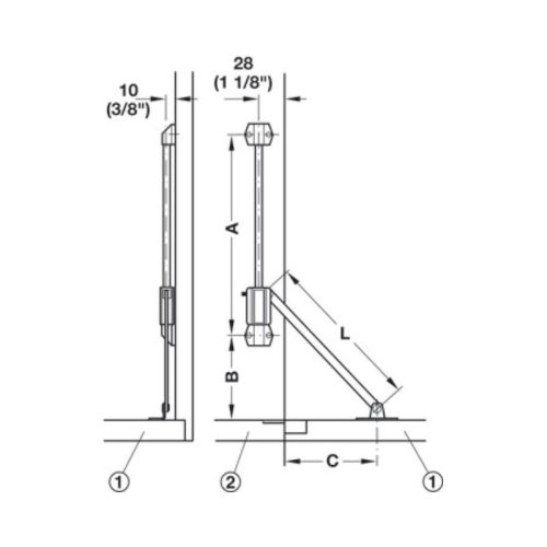 Mô tả tay treo Star Stop trái 211mm Hafele 365.55.615