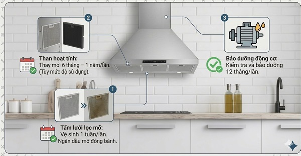 Cách khử mùi và vệ sinh máy hút mùi Hafele 7 tần suất bảo dưỡng máy hút mùi hafele