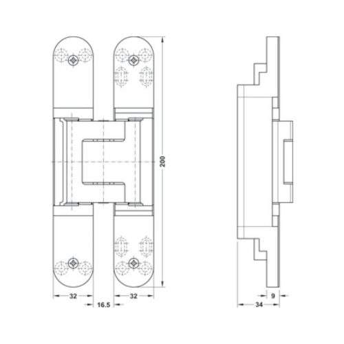 Thông số bản lề âm cửa màu bạc Hafele 924.17.224