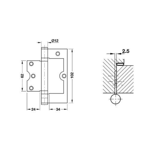 Thông số bản lề âm dương đen mờ Hafele 926.22.105