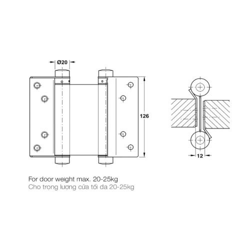 Thông số bản lề bật 2 chiều Hafele 927.97.060