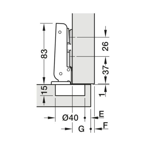 Thông số bản lề trùm ngoài Hafele 327.22.510