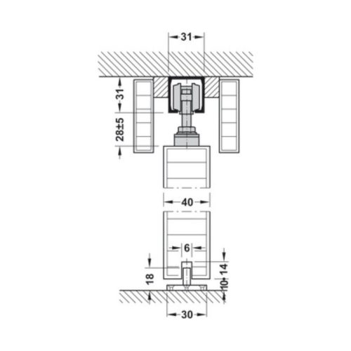 Thông số bánh xe trượt Hafele 941.02.011