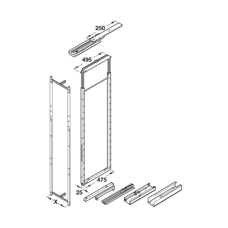 Thông số bas liên kết mặt tủ Dispensa Hafele 546.74.331 Thông số bas liên kết mặt tủ Dispensa Hafele 546.74.331
