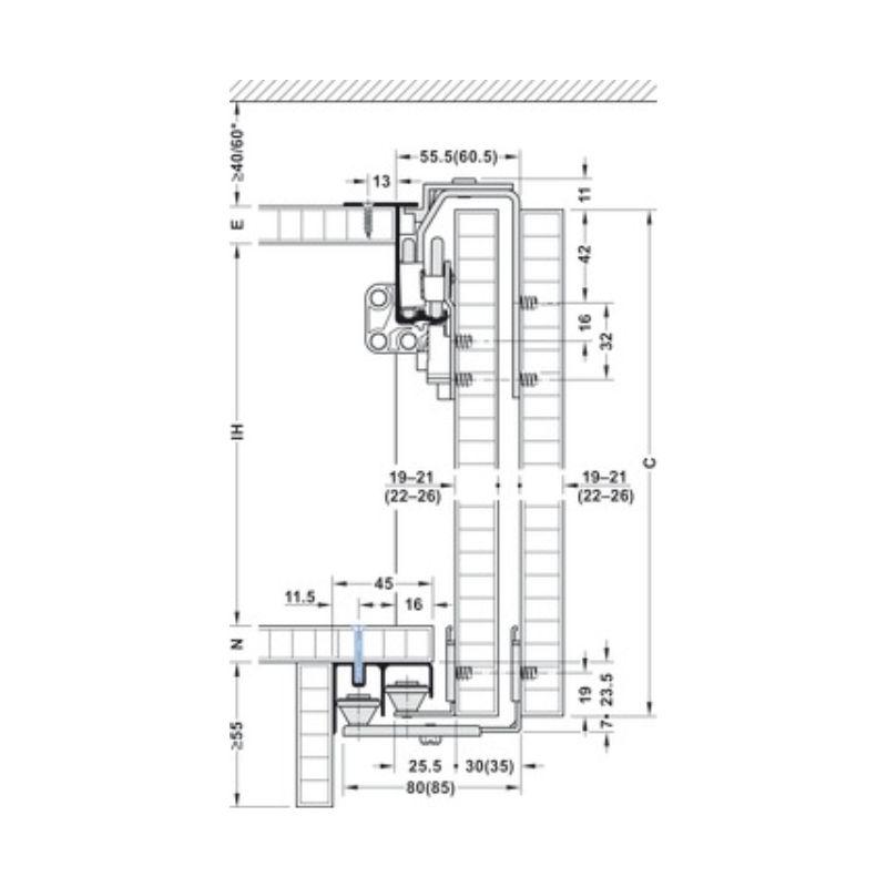 Thông số bộ cửa trượt Slido F-Line42 50B 3 cánh Hafele 400.51.166 Thông số bộ cửa trượt Slido F-Line42 50B 3 cánh Hafele 400.51.166