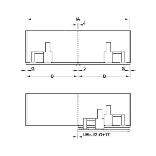 Thông số bộ phụ kiện cửa trượt bằng mặt L 70F FB Hafele 406.11.123