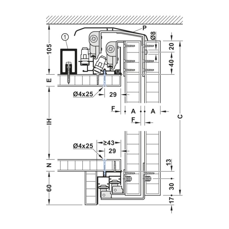 Thông số bộ phụ kiện cửa trượt Slido F-Line44 80A Hafele 407.41.023 Thông số bộ phụ kiện cửa trượt Slido F-Line44 80A Hafele 407.41.023