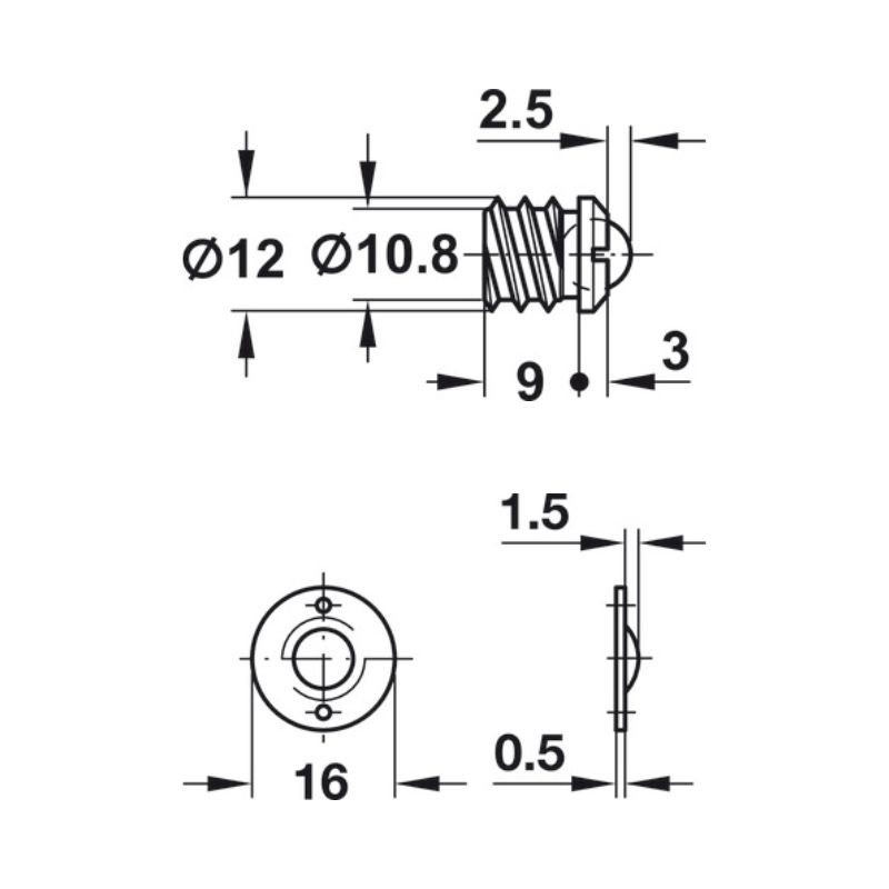 Thông số chặn cửa có bi sắt 12mm Hafele 241.86.114 Thông số chặn cửa có bi sắt 12mm Hafele 241.86.114