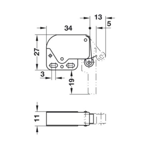 Thông số chặn cửa Mini-Latch Hafele 245.54.701