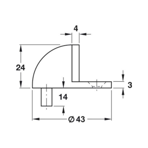Thông số chặn cửa sàn inox mờ 43mm Hafele 937.52.070