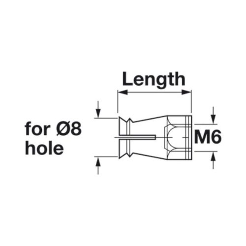 Thông số chốt cấy M6 Hafele 039.00.267