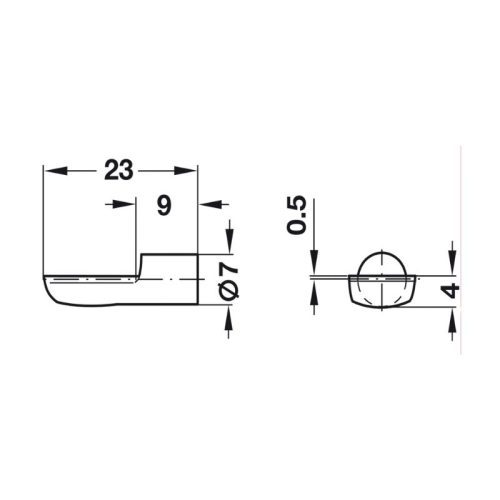 Thông số chốt đỡ kệ 7mm Hafele 282.01.505