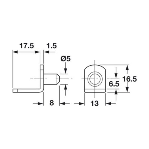Thông số chốt đỡ kệ có lỗ bắt vít Hafele 282.11.710