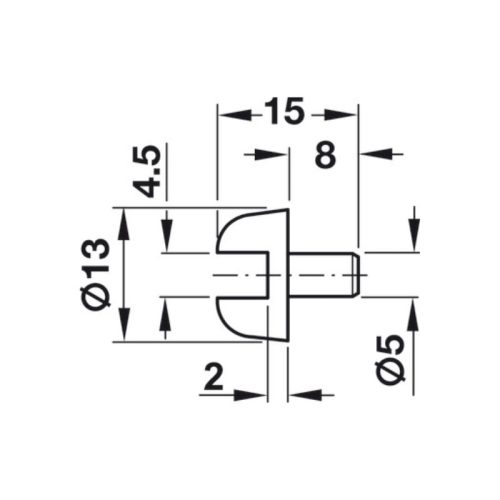 Thông số chốt đỡ kệ kính Hafele 287.28.770