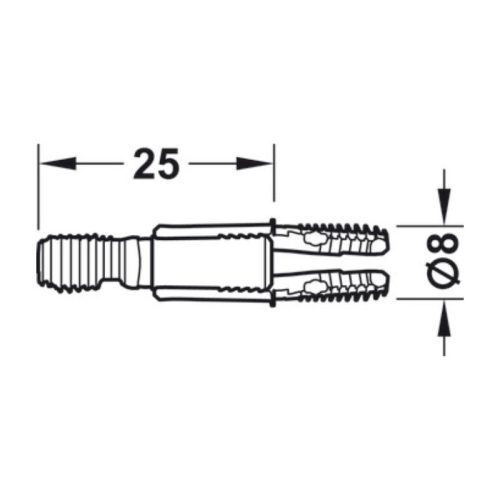Thông số chốt liên kết SC 8/25 Hafele 262.11.112
