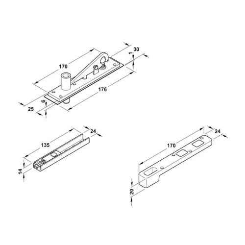 Thông số chung bản lề sàn DCL41 EN5 250kg Hafele 932.84.040