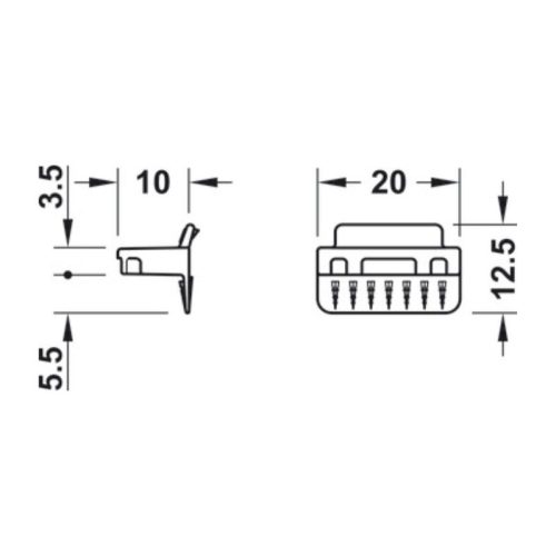 Thông số đầu nối mặt sau Hafele 260.09.560