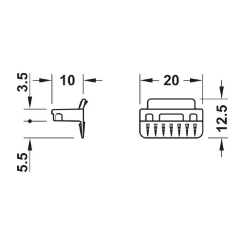 Thông số đầu nối mặt sau Hafele 260.09.560 Thông số đầu nối mặt sau Hafele 260.09.560