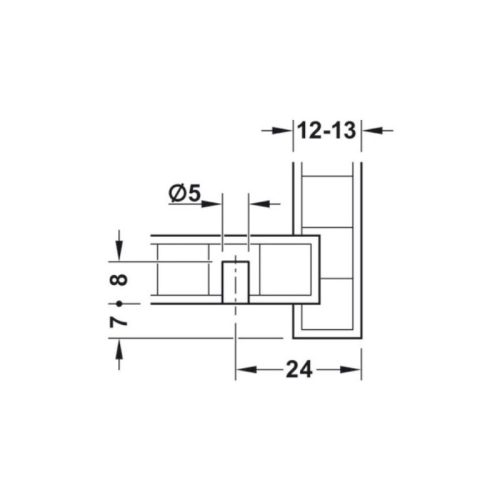Thông số đầu nối mặt sau ngăn kéo gỗ Hafele 262.11.115