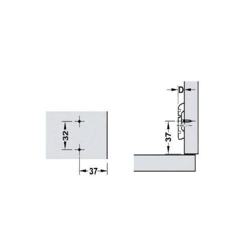 Thông số đế bản lề tủ Metalla 120 A Hafele 311.71.768