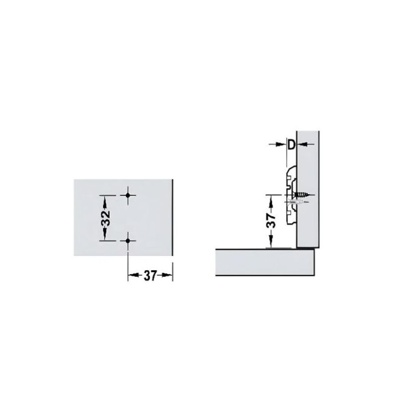 Thông số đế bản lề tủ Metalla 120 A Hafele 311.71.768 Thông số đế bản lề tủ Metalla 120 A Hafele 311.71.768