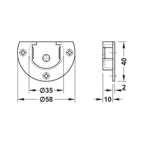 Thông số đế bánh xe F-Line11 12A Hafele 404.72.311