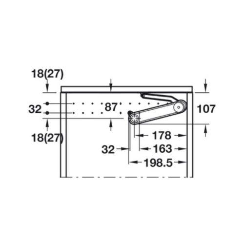 Tay nâng rương Maxi Up 3675H Hafele 373.85.702 5 Thông số đóng tay nâng rương Maxi Up 3675H Hafele 373.85.702