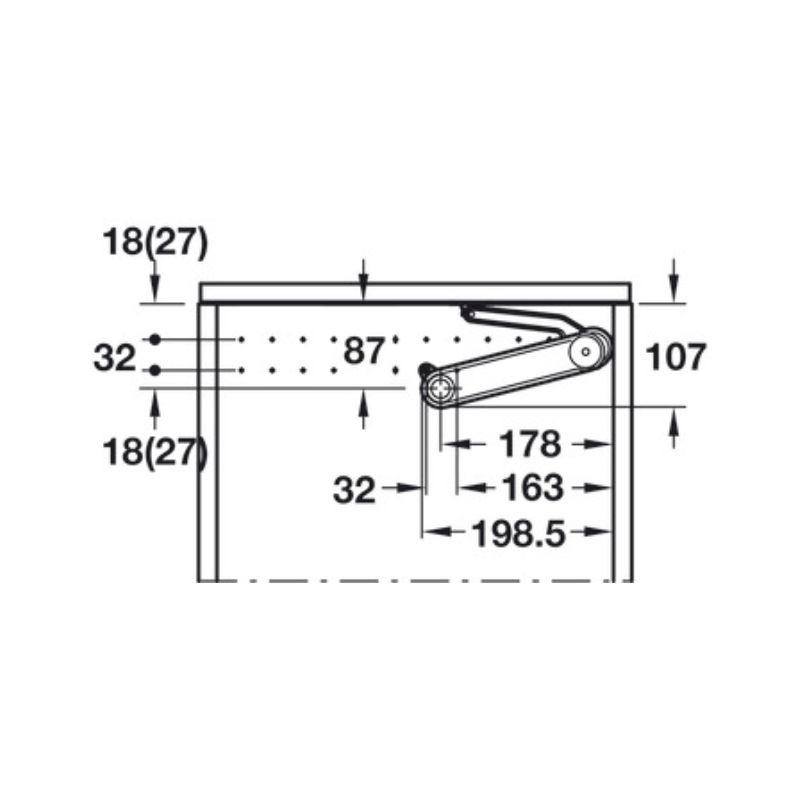 Thông số đóng tay nâng rương Maxi Up 3675H Hafele 373.85.702 Thông số đóng tay nâng rương Maxi Up 3675H Hafele 373.85.702