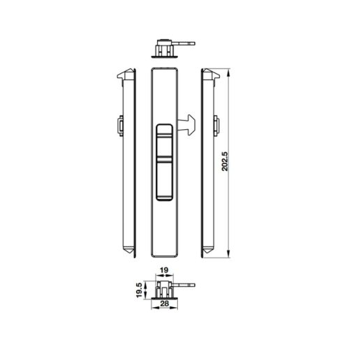 Thông số lẫy khóa cho tay nắm âm Hafele 941.03.200