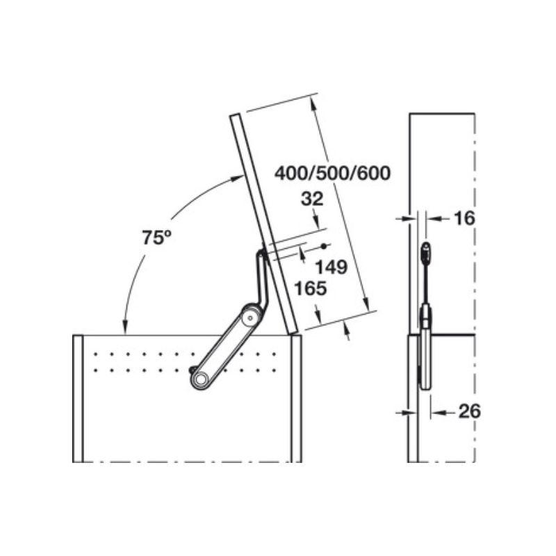 Thông số mở tay nâng rương Maxi Up 3675H Hafele 373.85.702 Thông số mở tay nâng rương Maxi Up 3675H Hafele 373.85.702