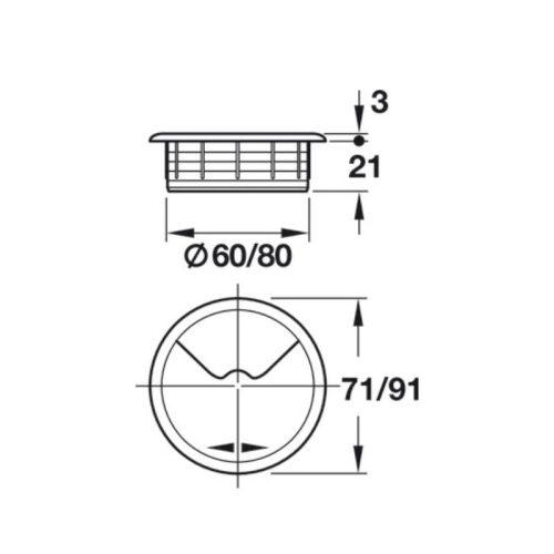 Nắp che dây điện Hafele 428.96.702 4 Thông số Nắp che dây điện Hafele 428.96.702