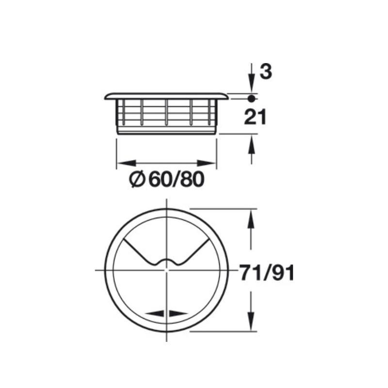 Thông số Nắp che dây điện Hafele 428.96.702 Thông số Nắp che dây điện Hafele 428.96.702