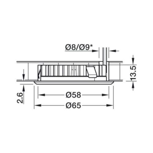 Nắp che đèn lắp âm Hafele 833.72.382 4 Thông số nắp che đèn lắp âm Hafele 833.72.382