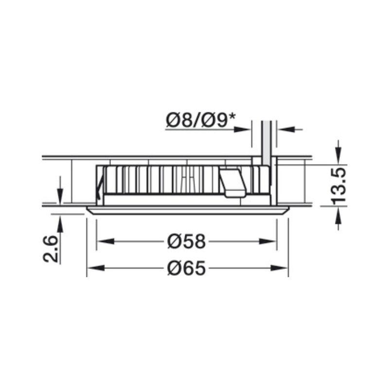Thông số nắp che đèn lắp âm Hafele 833.72.382 Thông số nắp che đèn lắp âm Hafele 833.72.382