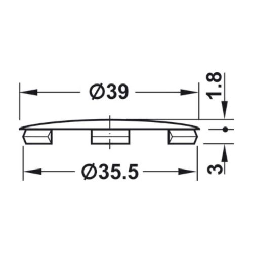 Thông số nắp đậy Maxifix nhựa D39mm Hafele 262.86.190