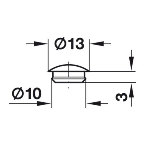 Thông số nắp đậy ốc liên kết nhựa Hafele 045.13.106