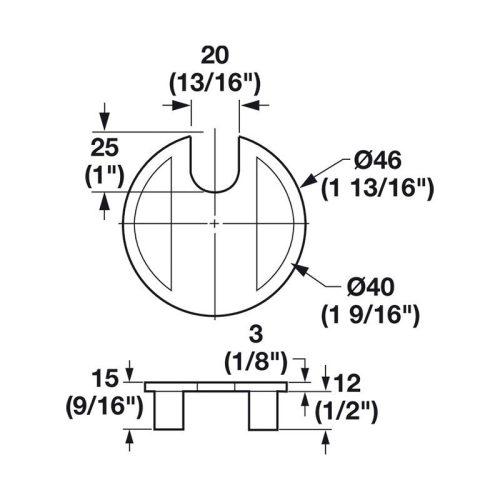 Nắp luồn dây điện Hafele 429.94.621 2 Thông số Nắp luồn dây điện Hafele 429.94.621
