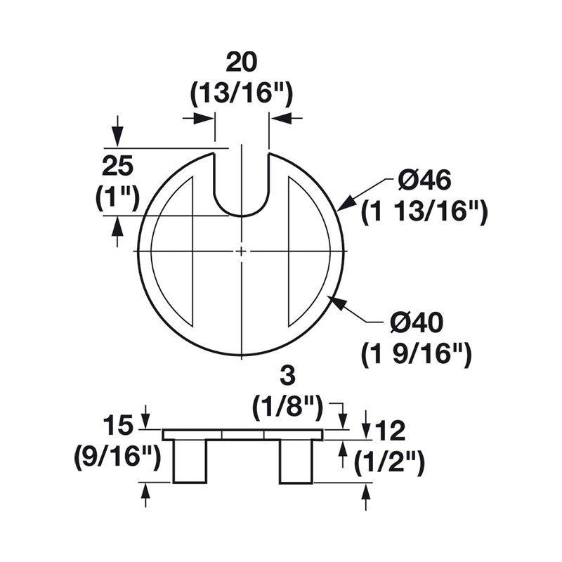 Thông số Nắp luồn dây điện Hafele 429.94.621 Thông số Nắp luồn dây điện Hafele 429.94.621